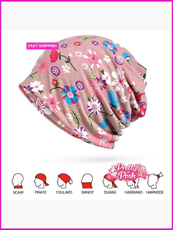 Cotton Slouchy Beanie Cap Scarf for Chemo Hair Loss